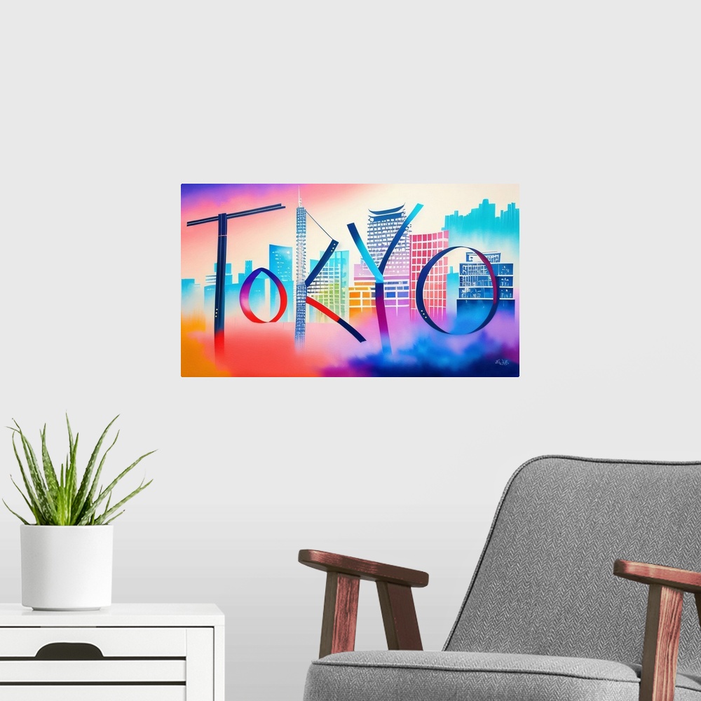 A modern room featuring City Strokes Tokyo