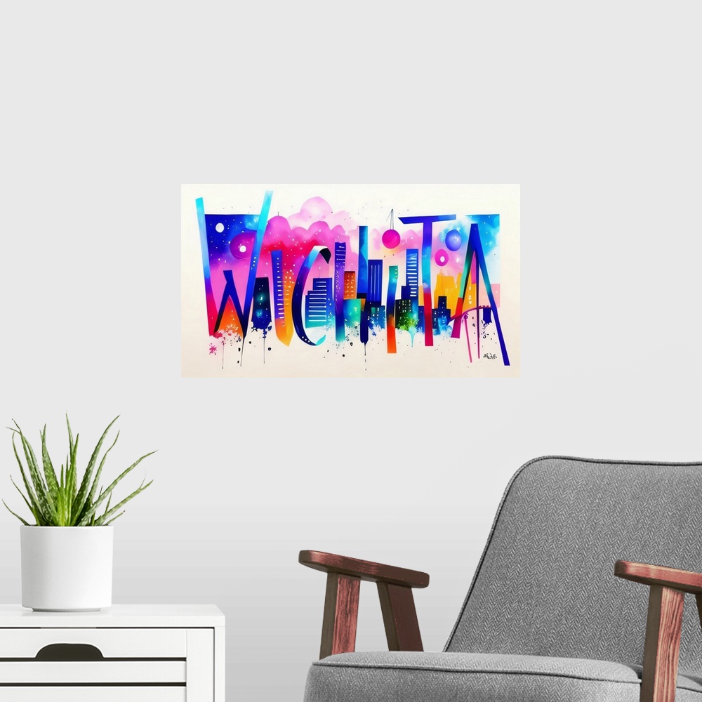 A modern room featuring City Strokes Witchita