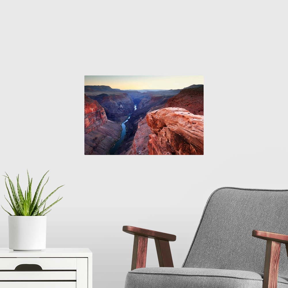 A modern room featuring USA, Arizona, Grand Canyon, Sunset on Colorado River from Toroweap Point on the North Rim.