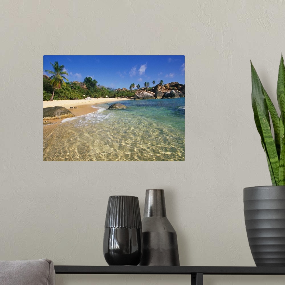 A modern room featuring British West Indies, British Virgin Islands, BVI, Virgin Gorda, View of the beach