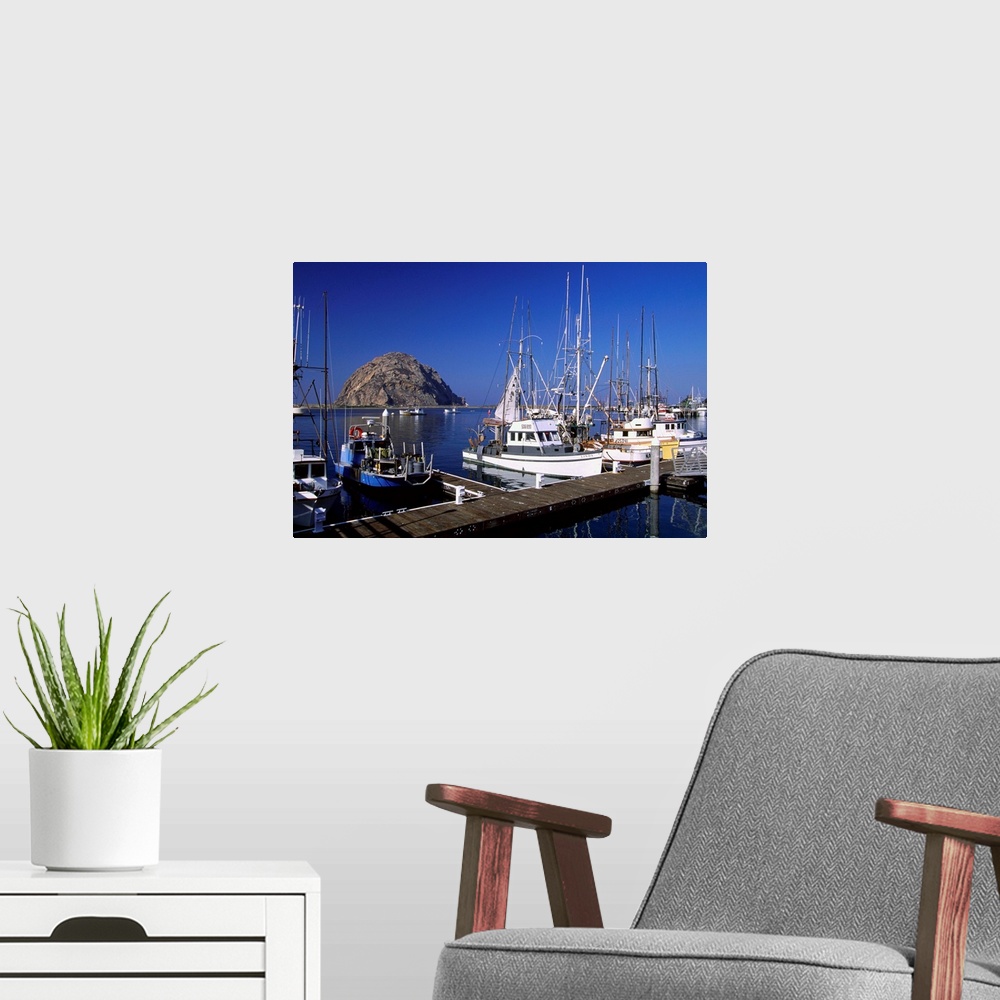 A modern room featuring United States, USA, California, Morro Bay, the port and Morro Rock