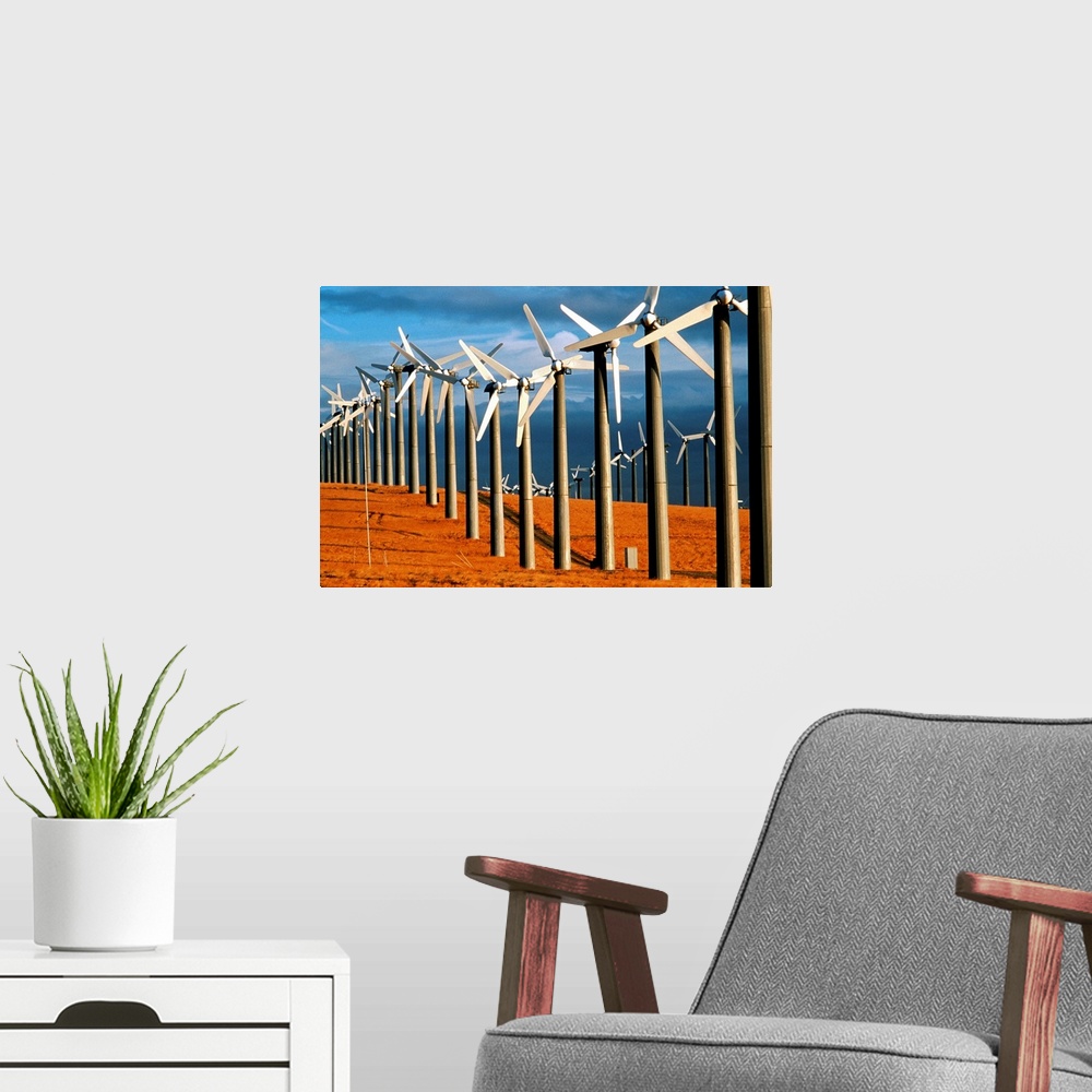 A modern room featuring California, Tracey, wind turbines