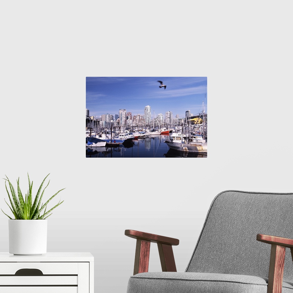 A modern room featuring Canada, British Columbia, Vancouver, The town from Granville Island harbour