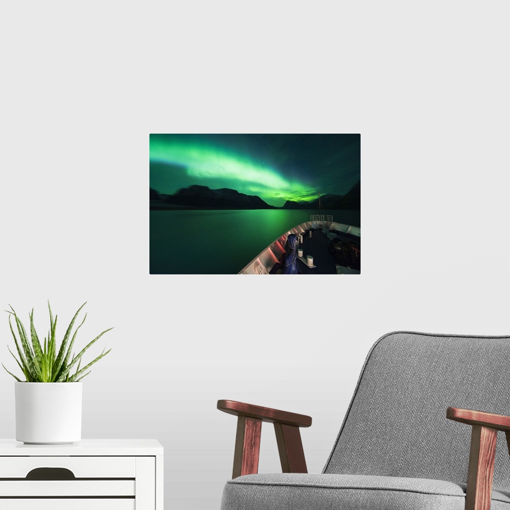 A modern room featuring Denmark, Greenland, Qeqqata, Kangerlussuaq, Northern lights, Aurora Borealis