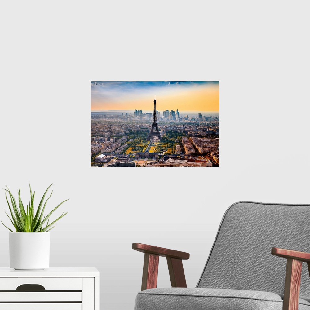 A modern room featuring France, Ile-de-France, Ville de Paris, Paris, Invalides, Eiffel Tower, View from Tour Montparnass...