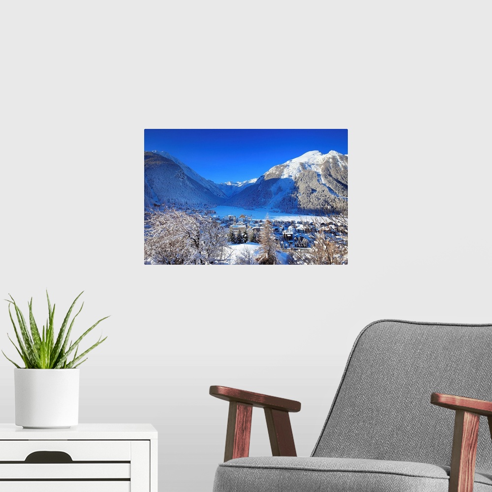 A modern room featuring Italy, Aosta Valley, Aosta district, Val di Cogne, Cogne, Alps, The village of Cogne and the Gran...