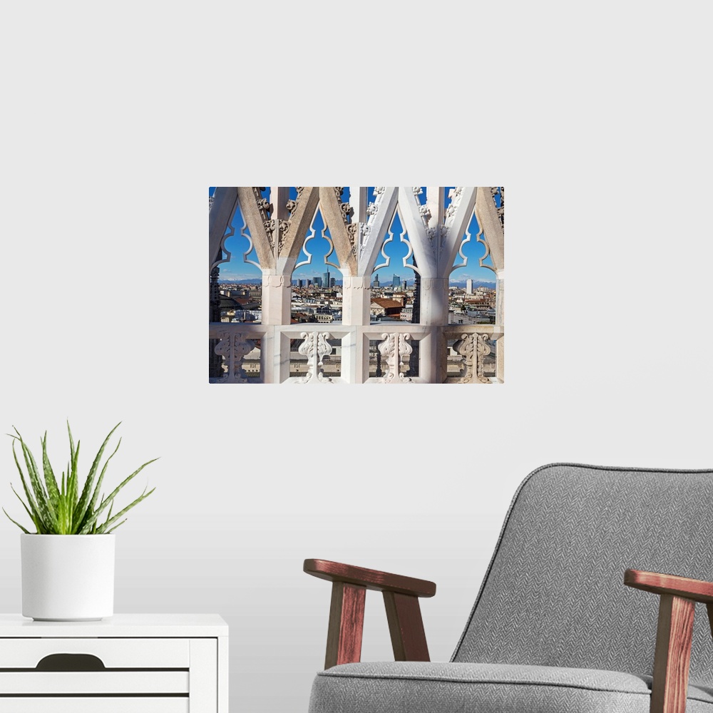 A modern room featuring Italy, Lombardy, Milano district, Milan, Piazza Duomo, Milan Cathedral, Milan's new skyline (Port...