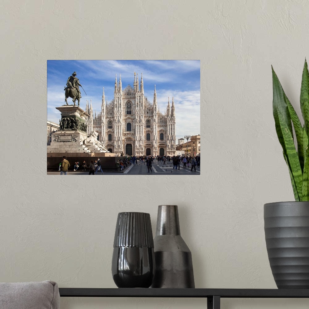 A modern room featuring Italy, Lombardy, Milano district, Milan, Piazza Duomo, Milan Cathedral.
