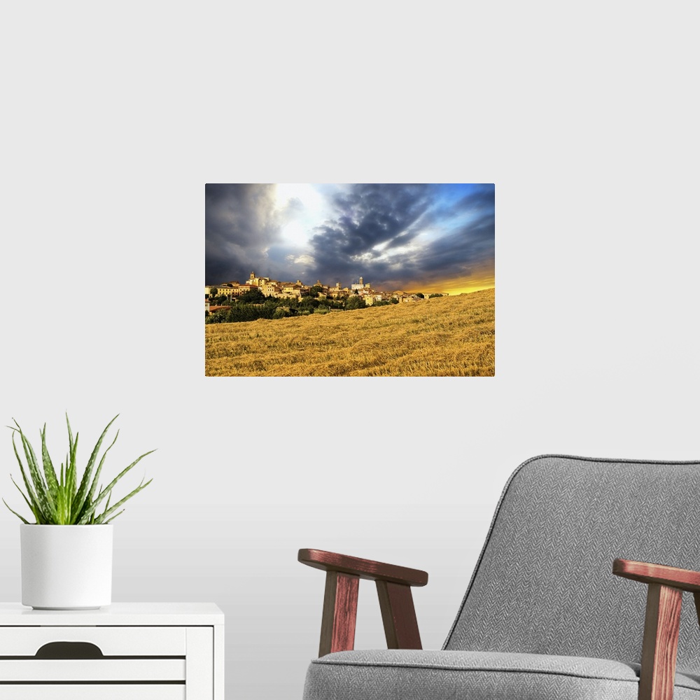 A modern room featuring Italy, Marches, Tolentino, Mediterranean area, Macerata district, sunset