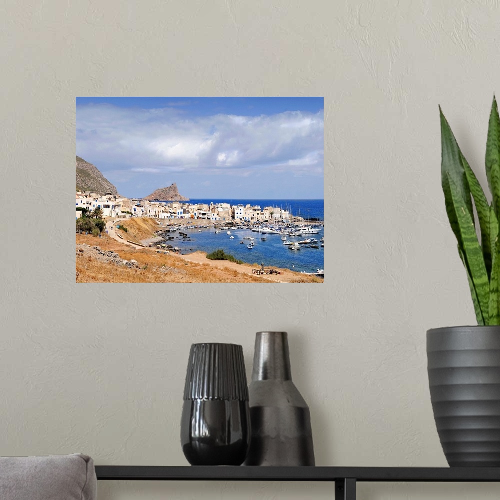 A modern room featuring Italy, Sicily, Egadi islands, Marettimo, Overview of the village