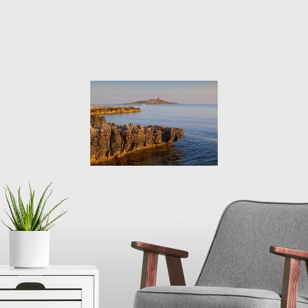 A modern room featuring Italy, Sicily, Mediterranean sea, Palermo district, Isola delle Femmine islet