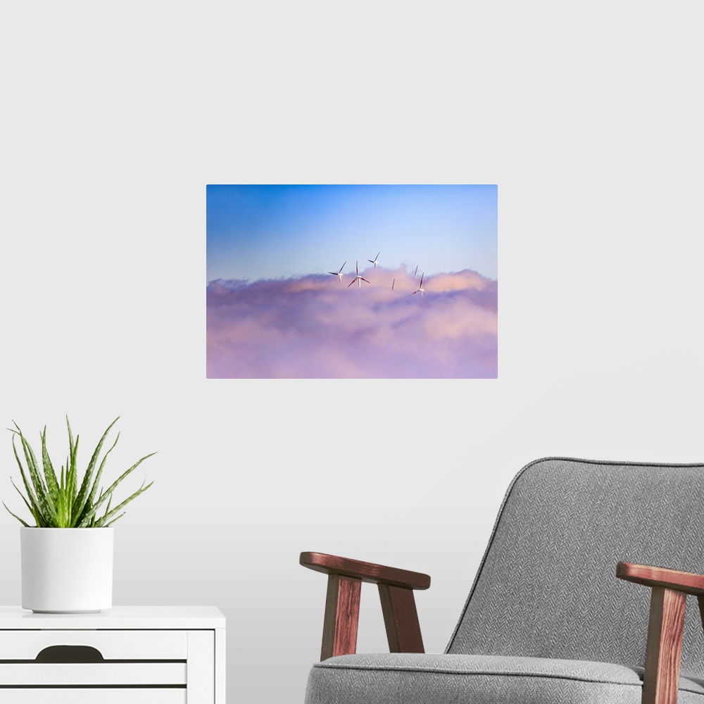 A modern room featuring Italy, Sicily, Montalbano Elicona, Wind turbines.