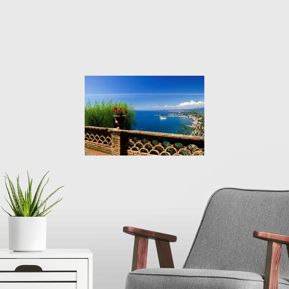 A modern room featuring Italy, Italia, Sicily, Sicilia, Taormina, Villa Ducale and Naxos beach
