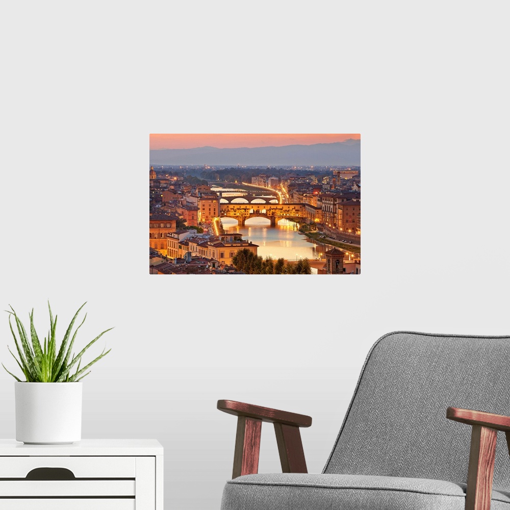 A modern room featuring Italy, Tuscany, Firenze district, Florence, Bridge Ponte Vecchio.