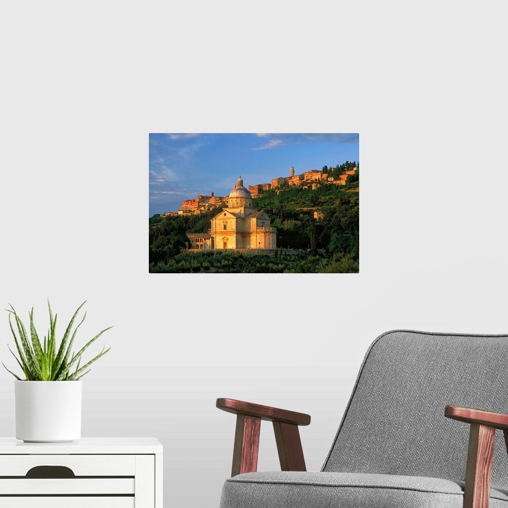A modern room featuring Italy, Tuscany, Montepulciano, Temple of Madonna di San Biagio