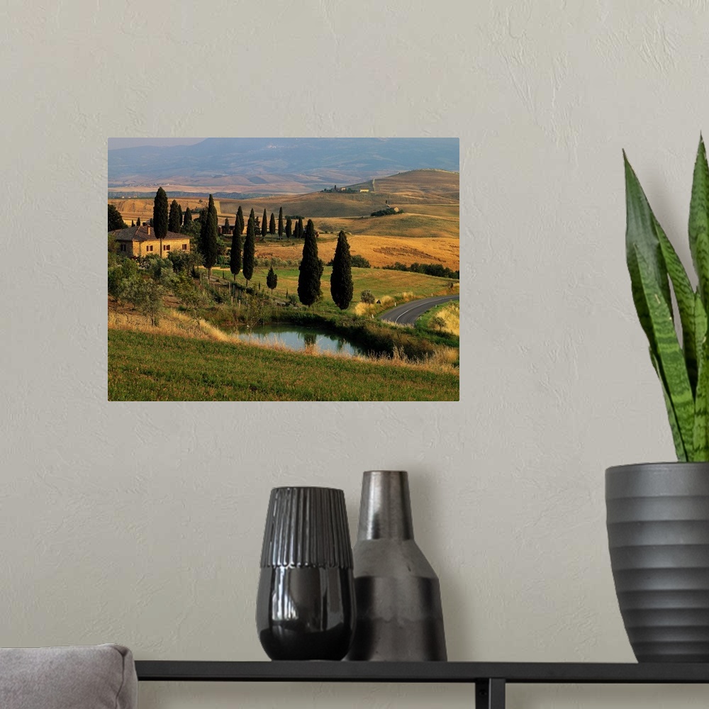 A modern room featuring Italy, Tuscany, Typical landscape near Pienza