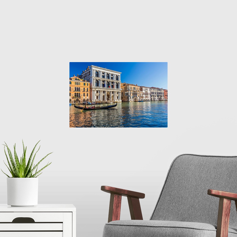 A modern room featuring Italy, Veneto, Venezia district, Venetian Lagoon, Venice, Venezia, Gondola ride on the Grand Canal.