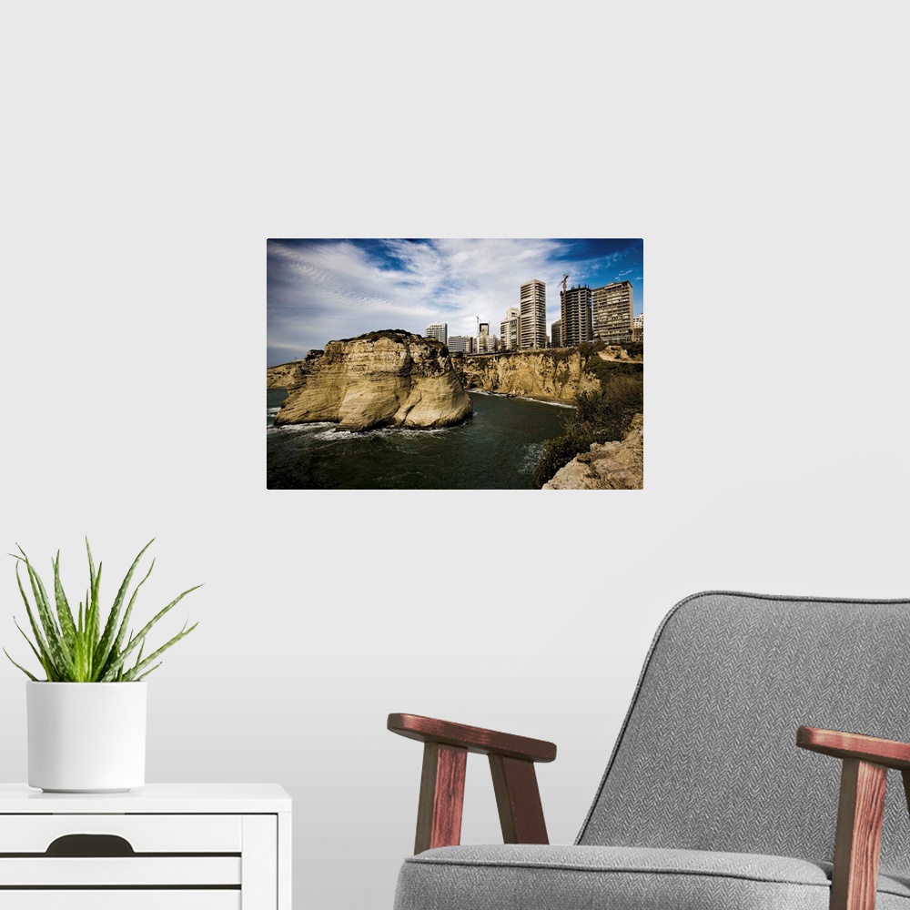 A modern room featuring Lebanon, Bayrut, View of the cliffs, the Rouche