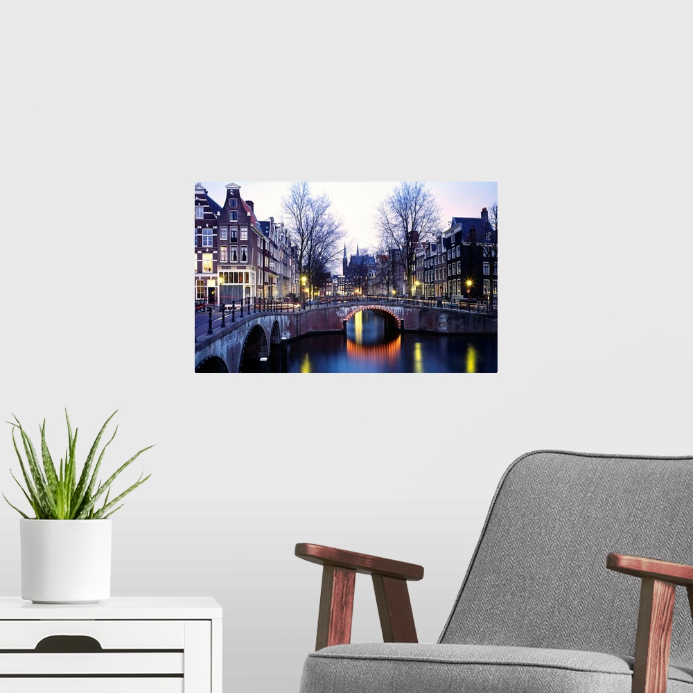 A modern room featuring Netherlands, North Holland, Amsterdam, Typical view of  the Singel channel