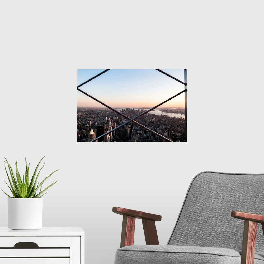 A modern room featuring USA, New York City, Cityscape from the Empire State Building.