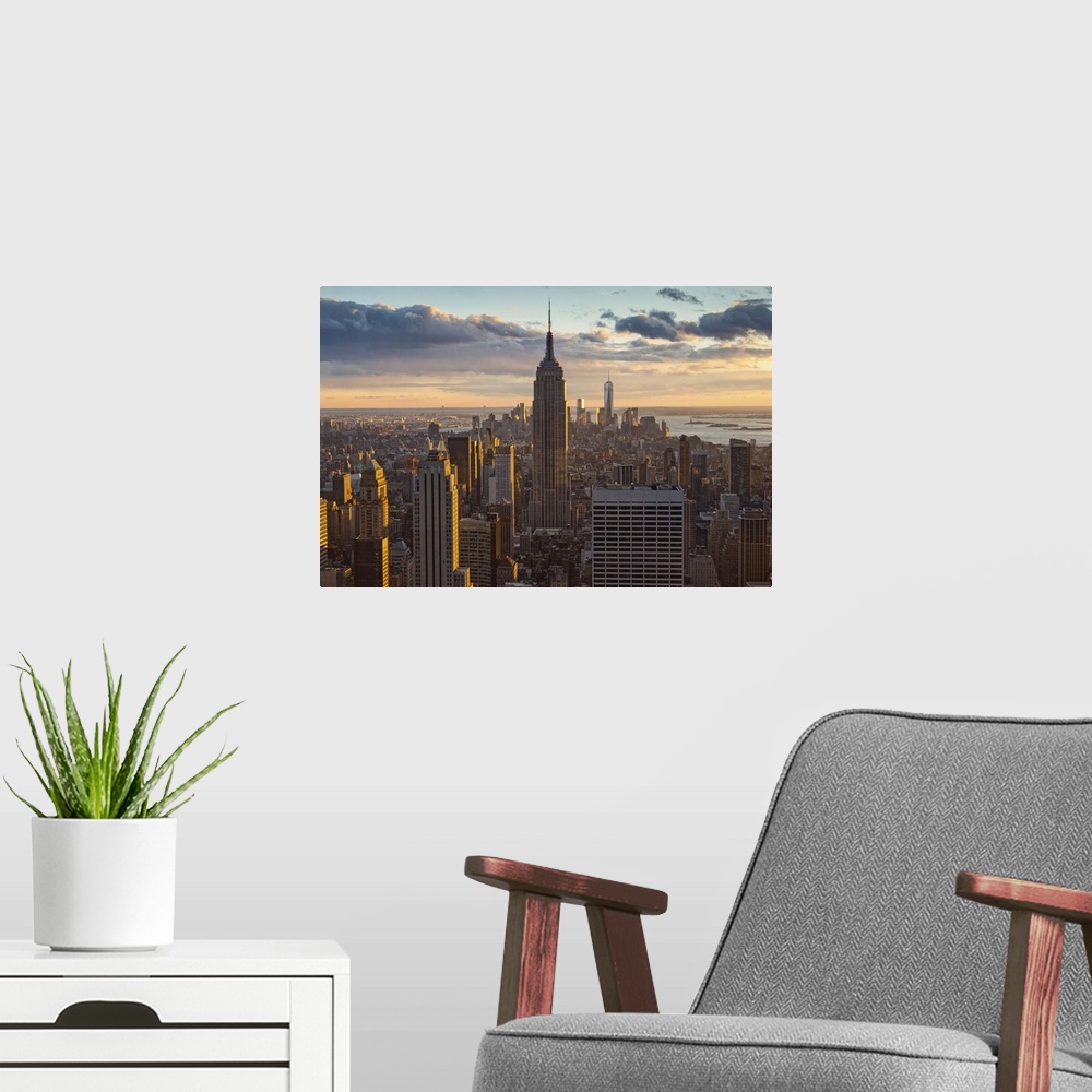 A modern room featuring USA, New York City, Manhattan, Midtown, Empire State Building, Cityscape, view from the Top of th...