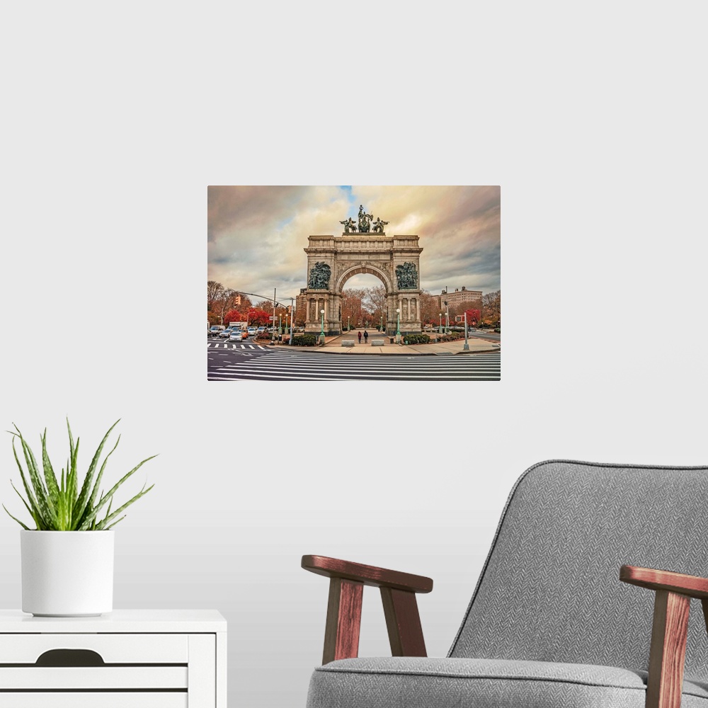 A modern room featuring New York, New York City, Brooklyn, Prospect Park Grand Army Plaza arch.