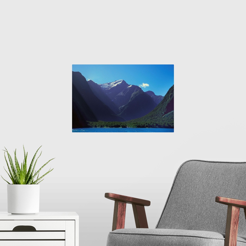 A modern room featuring The Milford sound is one of the most beutiful fiords of the Fiordland National Park, in the south...