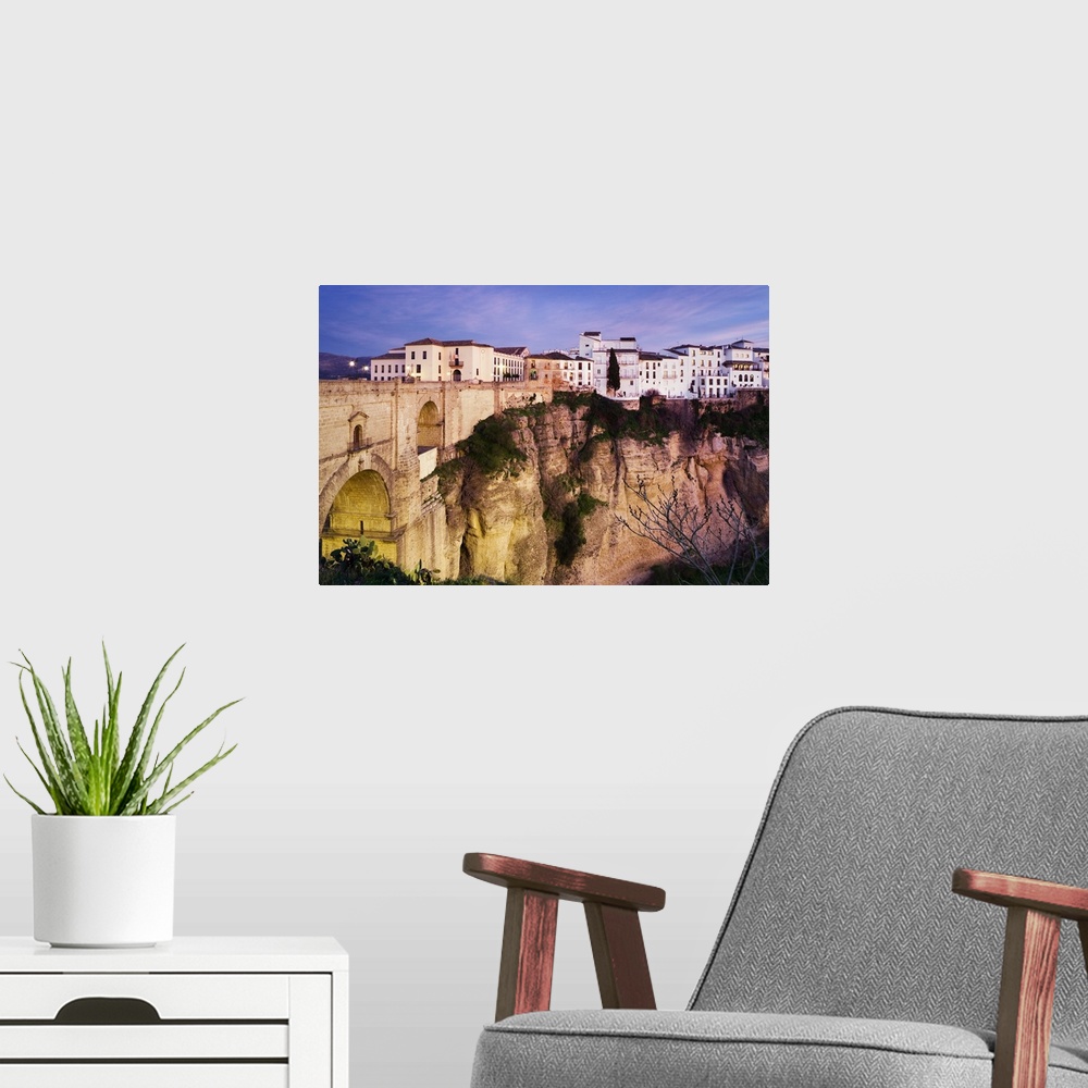 A modern room featuring Spain, Andalusia, Ronda, Puente Nuevo (New Bridge) across El Tajo gorge