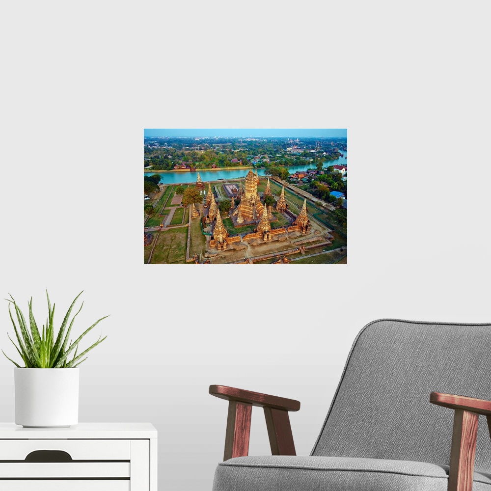 A modern room featuring Thailand, Central Thailand, Ayutthaya, Ayutthaya Historical Park, Wat Chai Wattanaram.