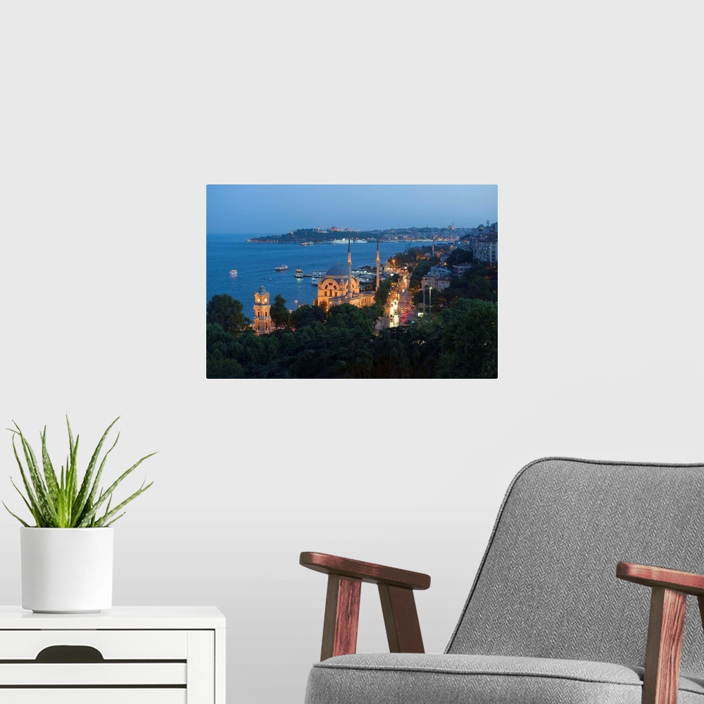 A modern room featuring Turkey, Marmara, Istanbul, Dolmabahce Mosque over the Bosphorus Strait