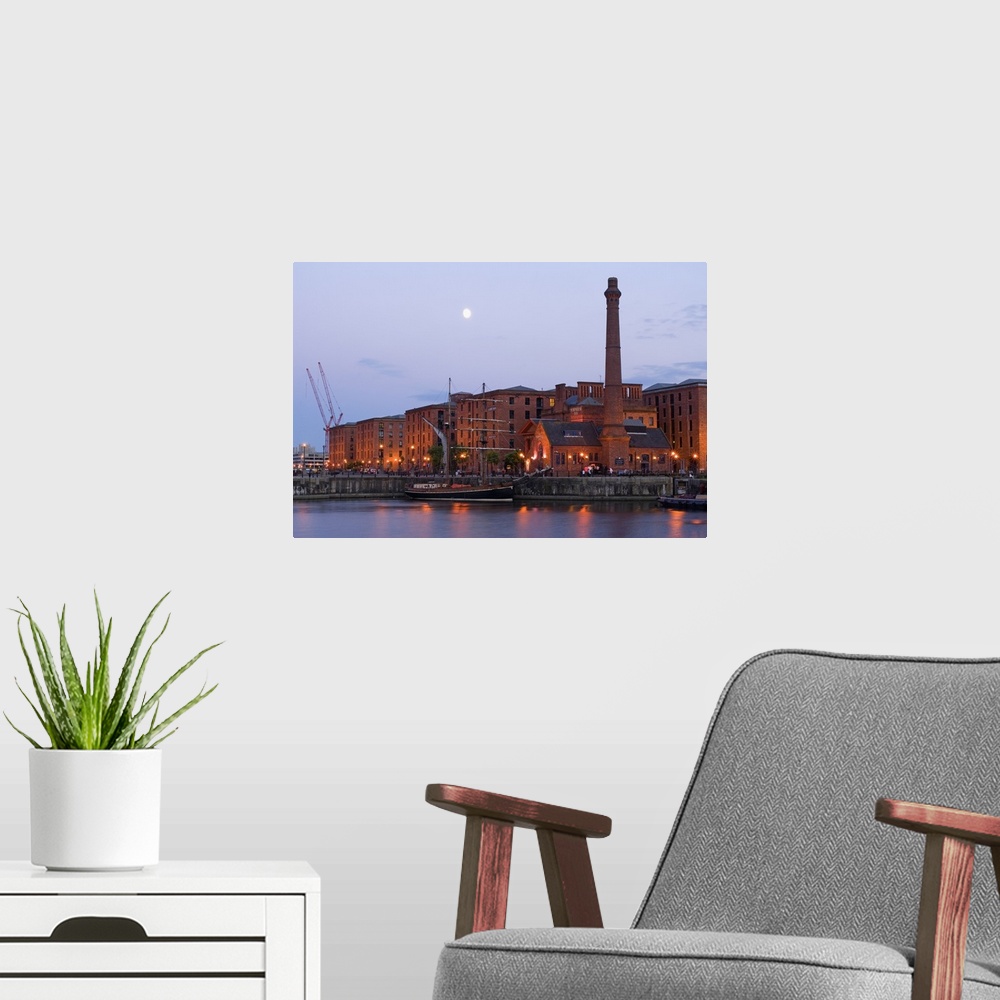 A modern room featuring United Kingdom, UK, England, Liverpool, Albert Dock and the chimney of Pumphouse Inn