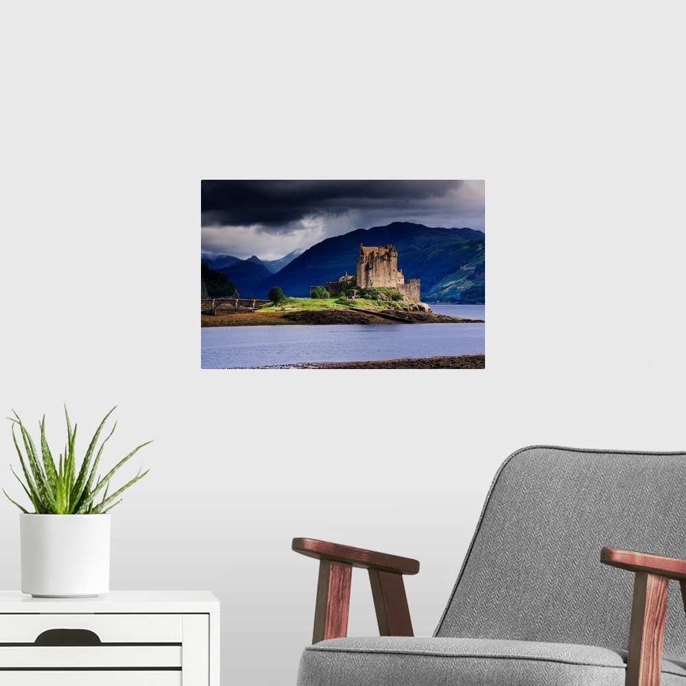 A modern room featuring United Kingdom, UK, Scotland, Highlands, Eilean Donan Castle, near Dornie village, and Loch Duich...