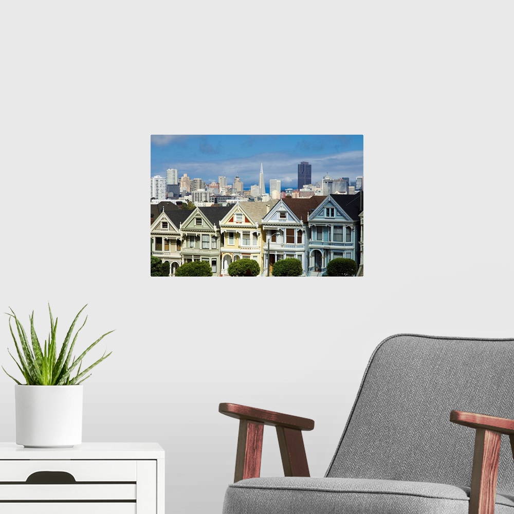 A modern room featuring USA, California, San Francisco, The Painted Ladies Victorian houses, Alamo Square