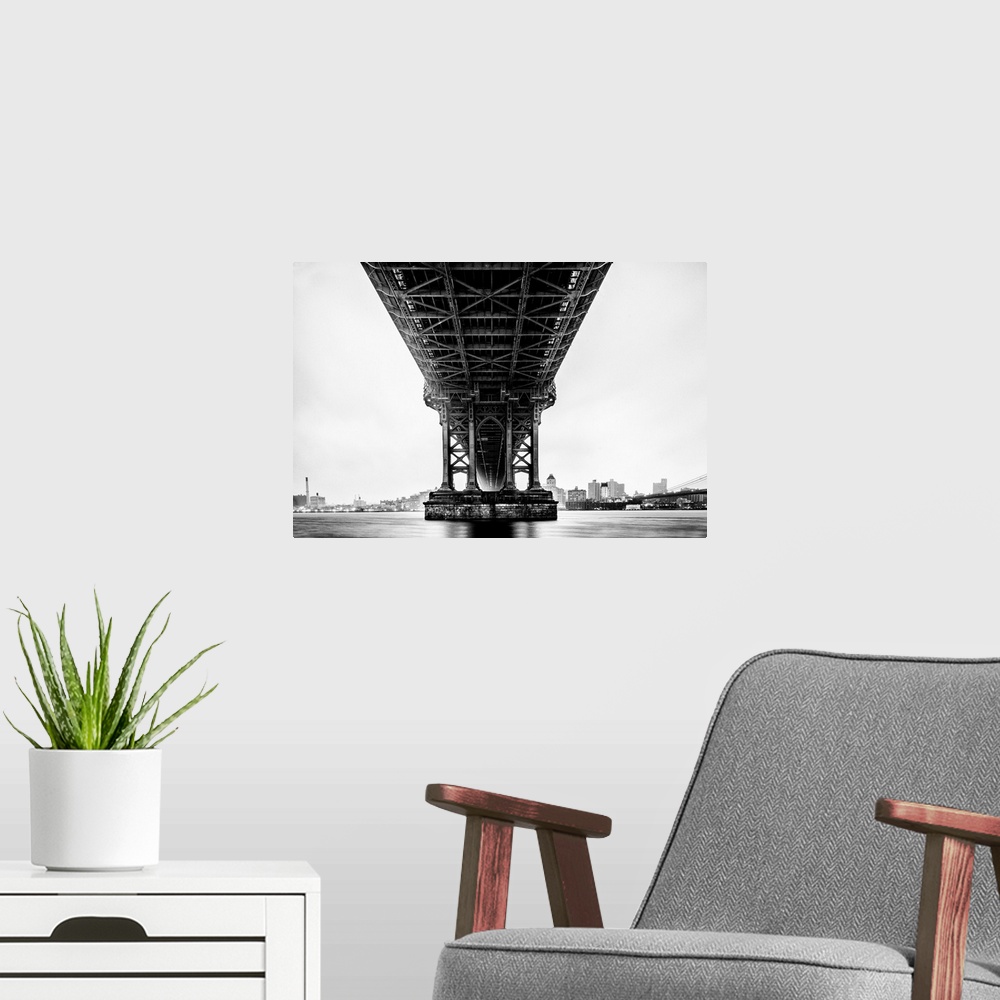 A modern room featuring USA, New York City, Manhattan Bridge, Manhattan Bridge.