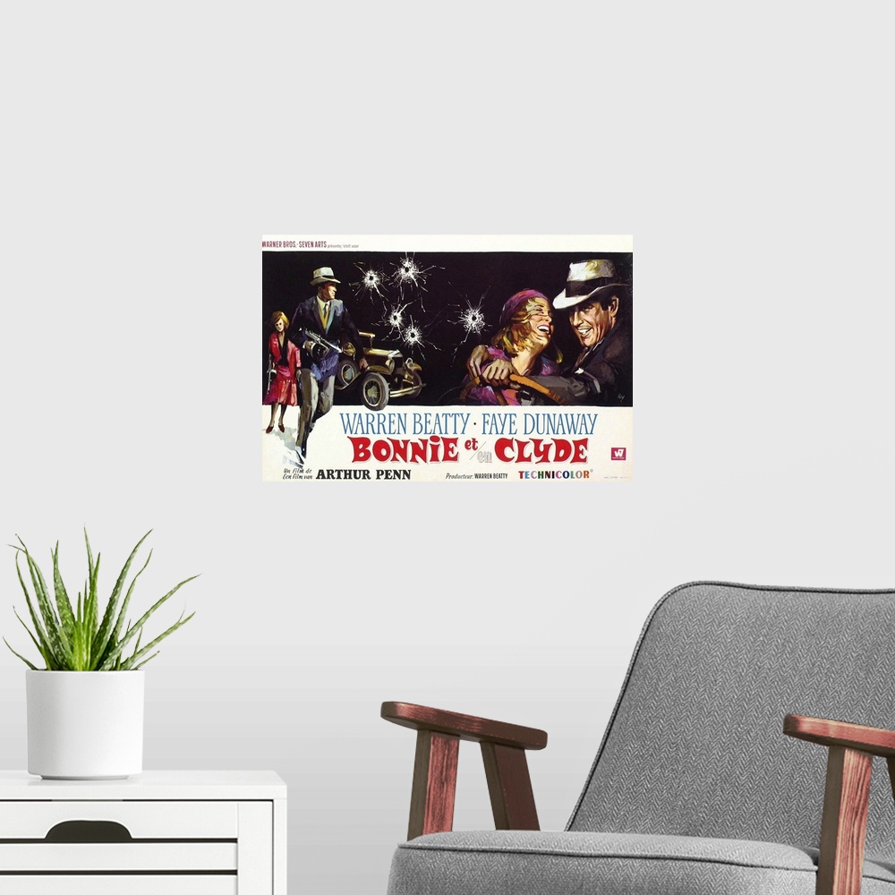 A modern room featuring Bonnie And Clyde, (aka Bonnie Et Clyde), L-R: Faye Dunaway, Warren Beatty, Faye Dunaway, Warren B...