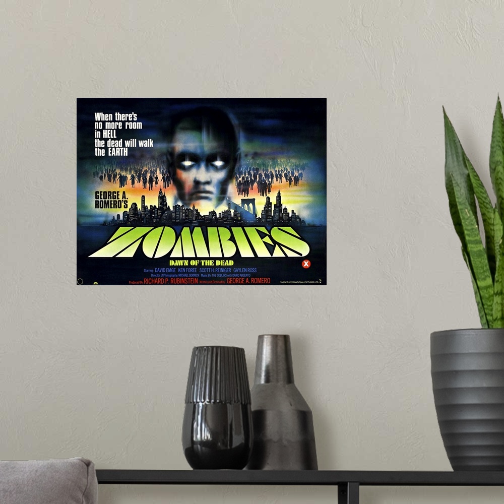 A modern room featuring Dawn Of The Dead, (aka Zombies), Foreign Poster Art, 1978.