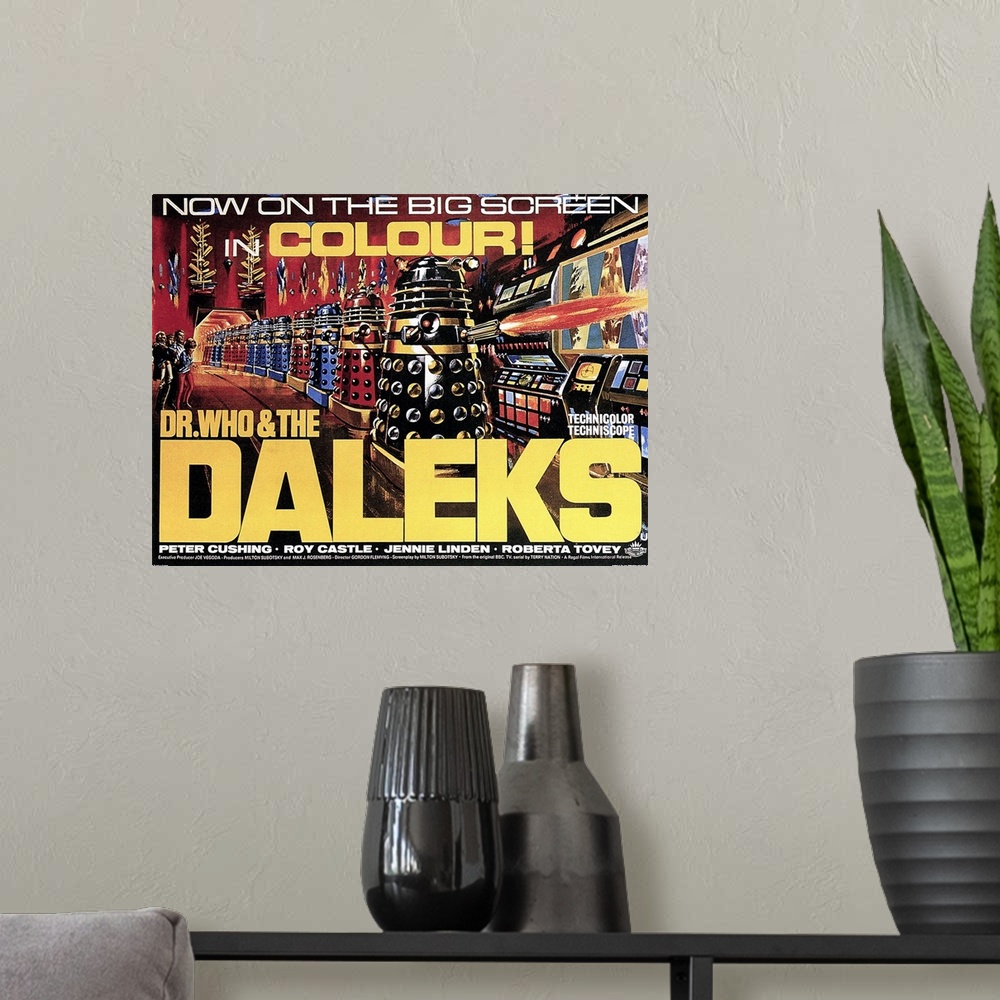A modern room featuring Dr. Who and the Daleks - Vintage Movie Poster