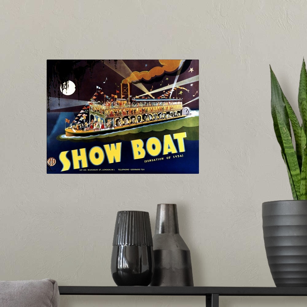 A modern room featuring Show Boat - Vintage Movie Poster