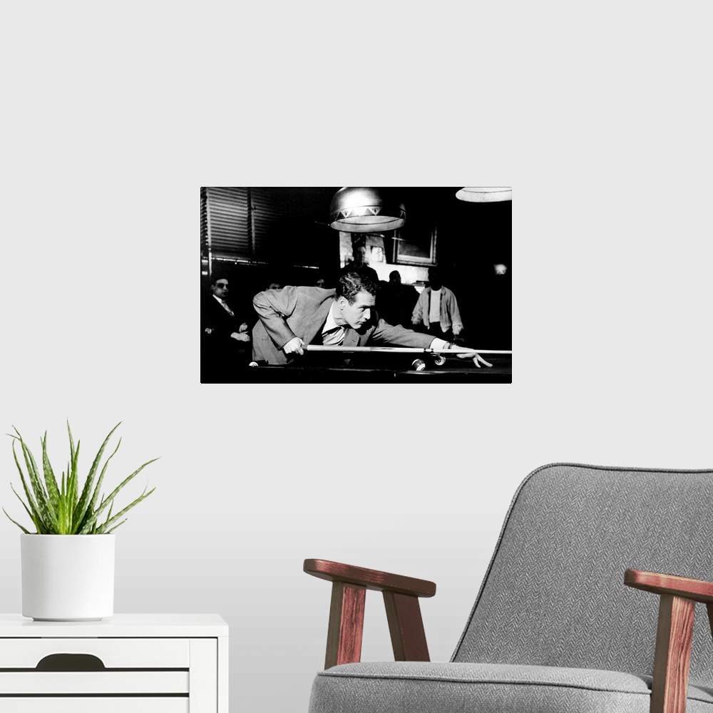 A modern room featuring THE HUSTLER, Paul Newman, 1961.