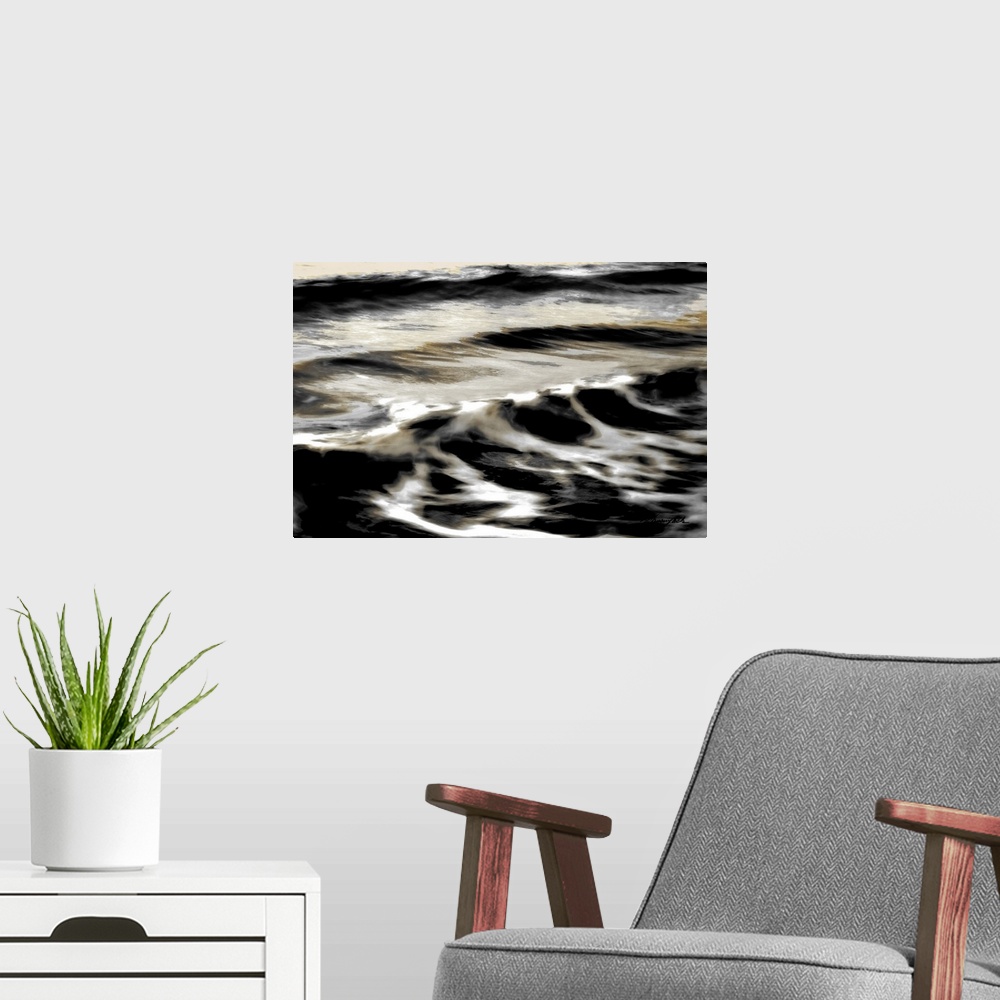 A modern room featuring Stormy Waves