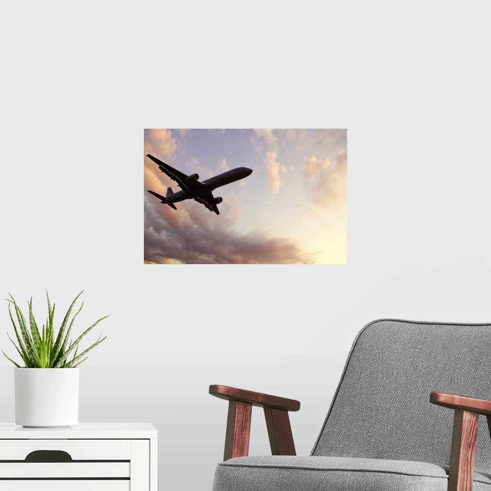 A modern room featuring Airplane flying
