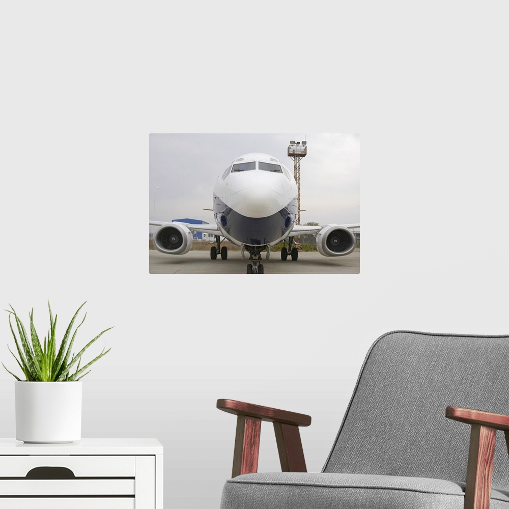 A modern room featuring Airplane on runway