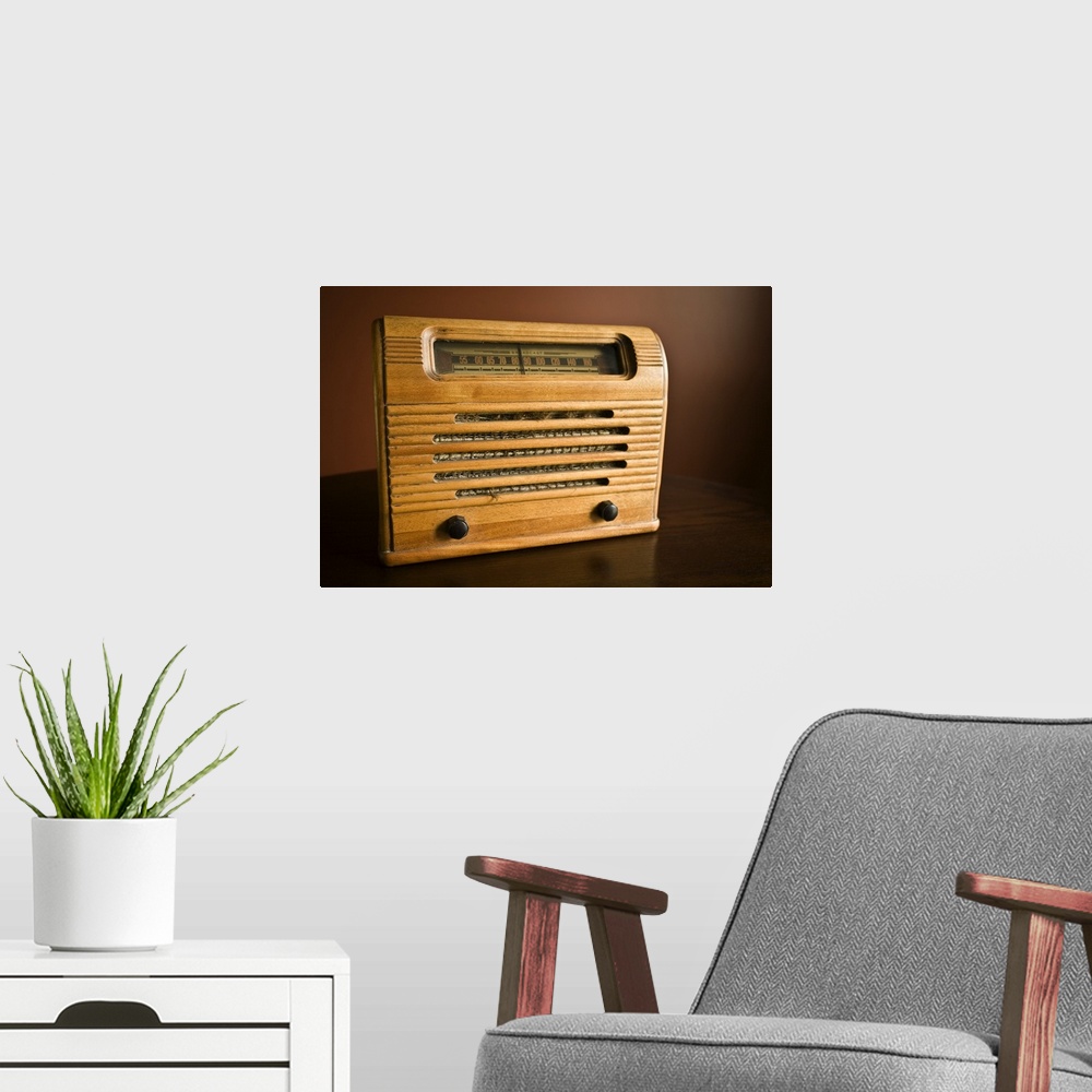 A modern room featuring Antique radio