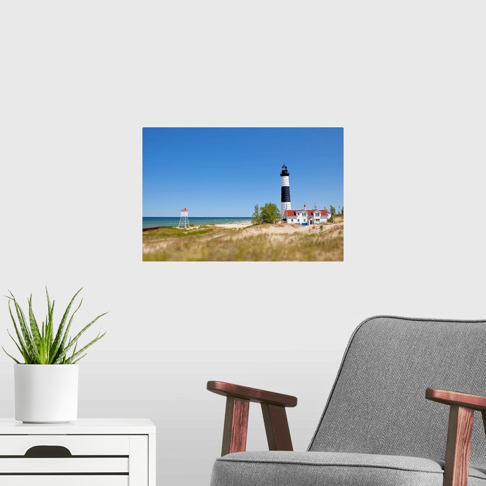 A modern room featuring Big Sauble Point Lighthouse on Lake Michigan, best of Great Lakes.