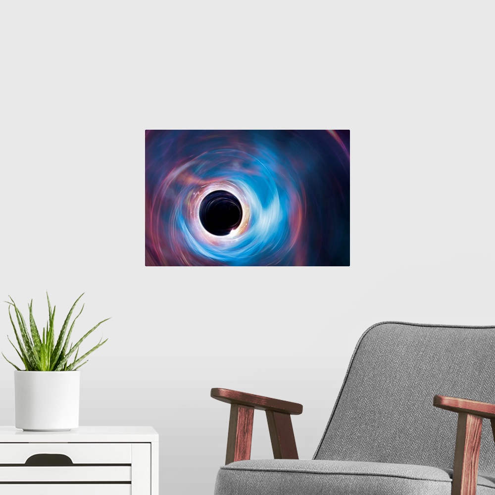 A modern room featuring A black hole is an object so compact -- usually a collapsed star -- that nothing can escape its g...
