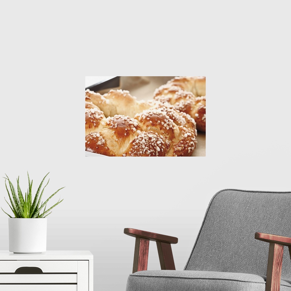 A modern room featuring Bread with sugar on baking tray