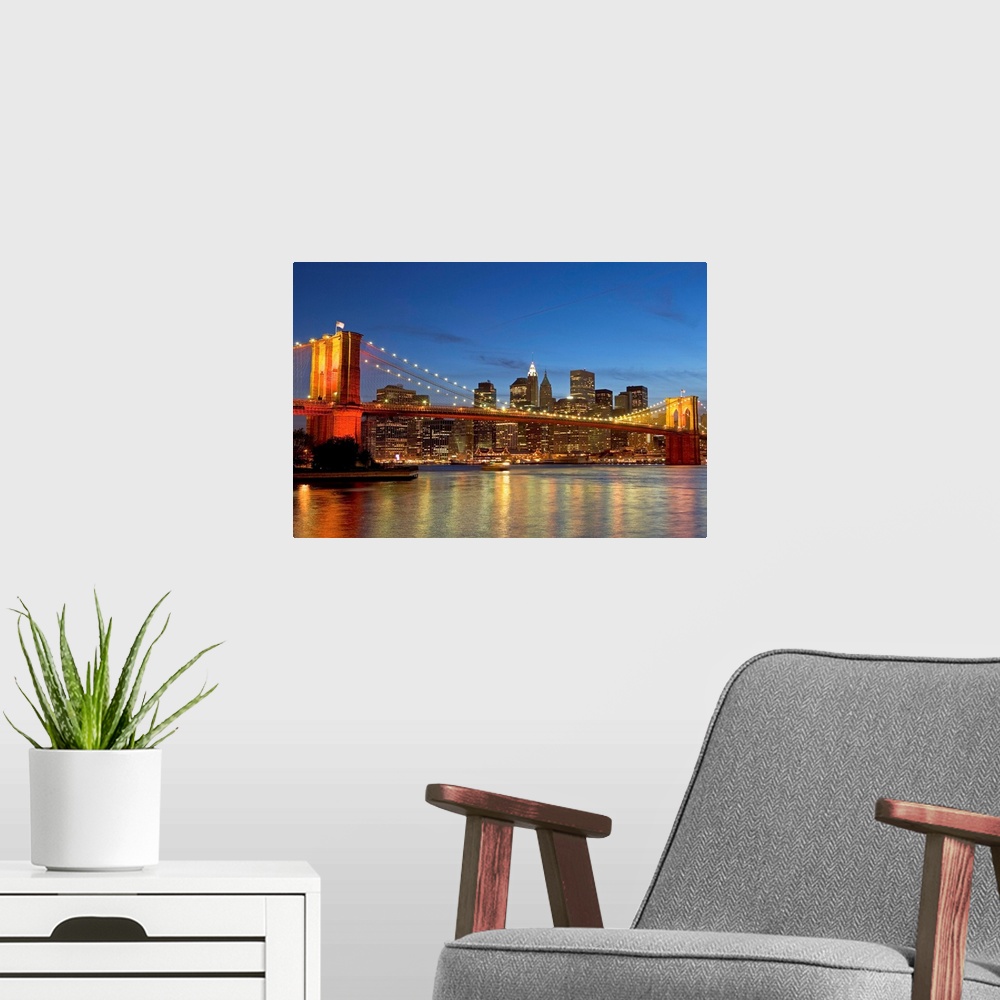 A modern room featuring Brooklyn Bridge And East River