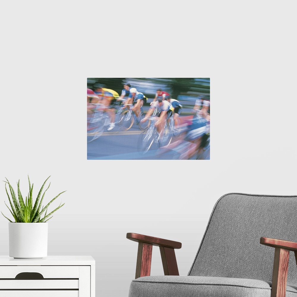 A modern room featuring Cycle Race