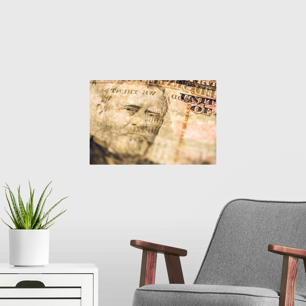 A modern room featuring Fifty dollar bill