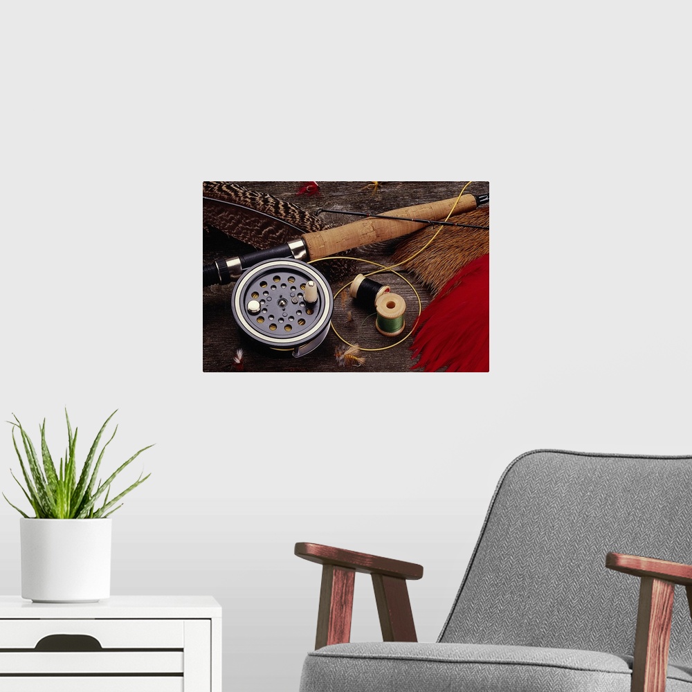 A modern room featuring Fly Fishing Reel